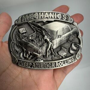 Mechanic Keep America Rolling Belt Buckle Vtg 1987 Great American Company Metal